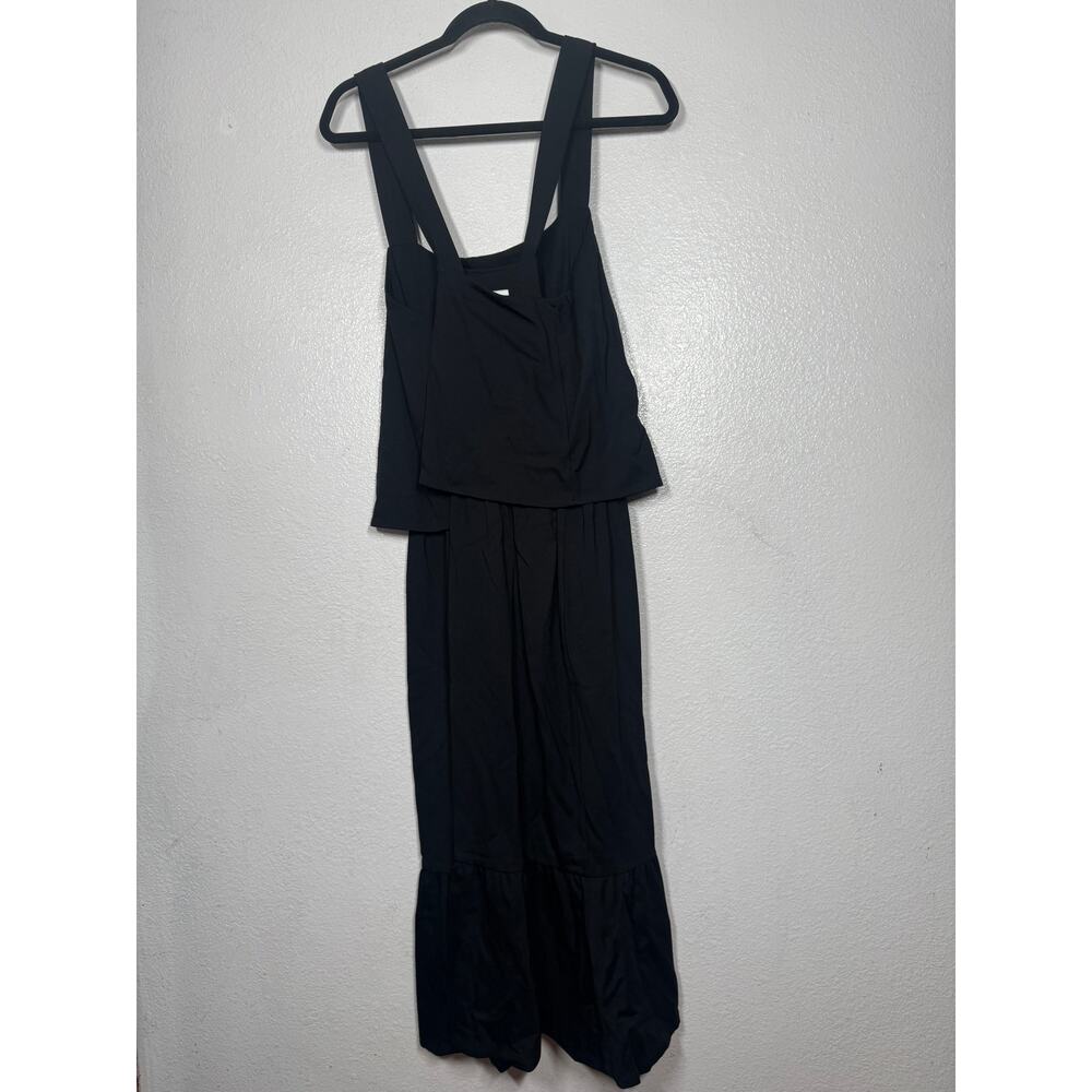 New J. Jill Everyday Cross-Strap Dress Black Sz L Tall Tiered - Picture 2 of 5